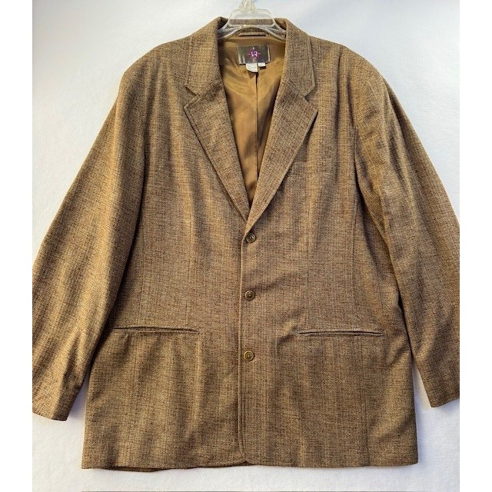 Vintage The Territory Ahead Silk Brown Blazer Jacket Mens XLL XL LONG Sport Coat